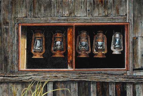 Greg-Pautler -Barn-Lanterns-Winterborn Watercolour